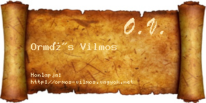 Ormós Vilmos névjegykártya